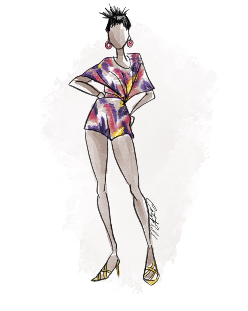 Worn In Shop Vogue June 1985 Tropical Print Matching Shirt Shorts